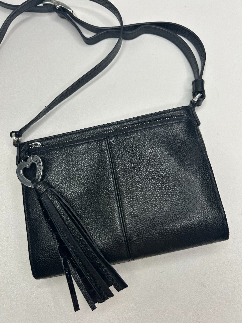 BRIGHTON Barbados Downtown City Bag Organizer Black Leather Crossbody Bag